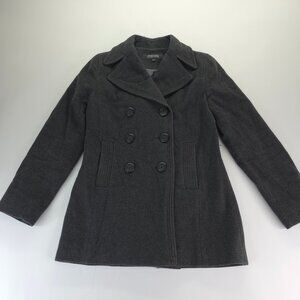 Kenneth Cole Reaction Womens Gray Wool Blend Peacoat Size 6 Jacket